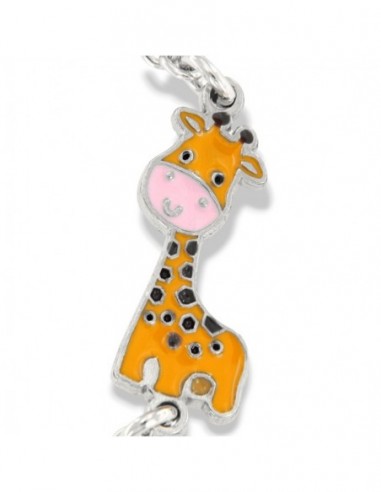 Bracciale Argento Rodiato Neonato Giraffa Piastra Centrale [d8321930]