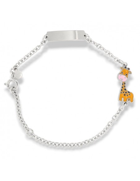 Bracciale Argento Rodiato Neonato Giraffa Piastra Centrale [dd625e2e]