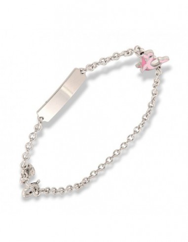 Bracciale Argento Rodiato Neonato Delfino Rosa [399447a6]