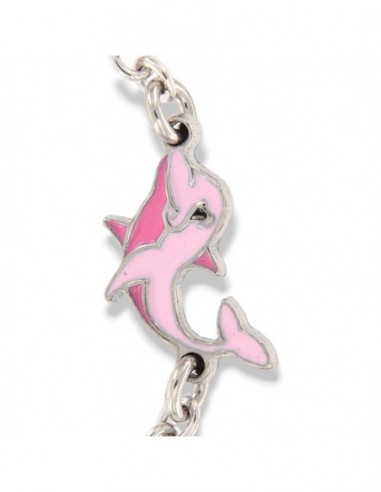 Bracciale Argento Rodiato Neonato Delfino Rosa [d66ba833]