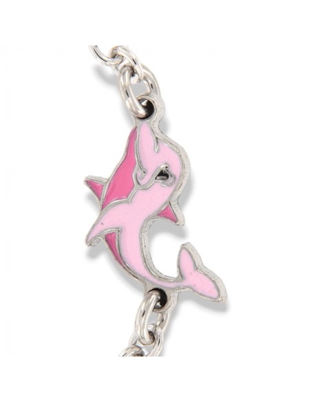 Bracciale Argento Rodiato Neonato Delfino Rosa [d66ba833]