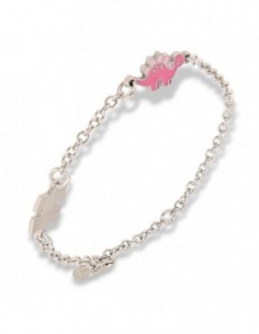 Bracciale Argento Rodiato Neonato Dinosauro Rosa [8e8986a2]