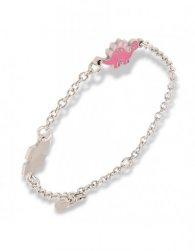 Bracciale Argento Rodiato Neonato Dinosauro Rosa [8e8986a2]