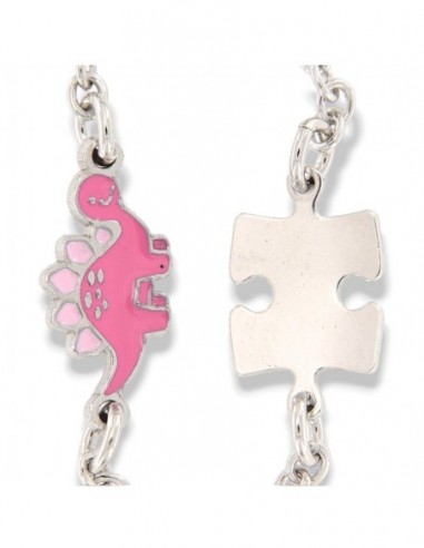 Bracciale Argento Rodiato Neonato Dinosauro Rosa [51c77032]