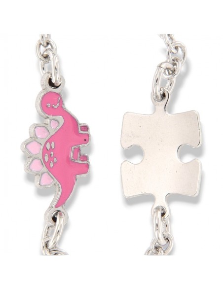 Bracciale Argento Rodiato Neonato Dinosauro Rosa [51c77032]