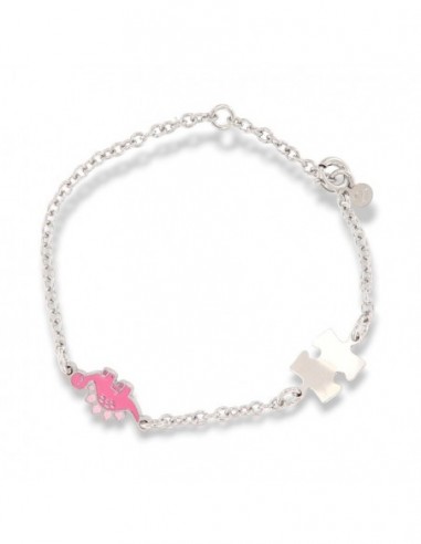 Bracciale Argento Rodiato Neonato Dinosauro Rosa [5497372c]