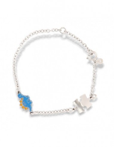 Bracciale Argento Rodiato Neonato Dinosauro Celeste [c1d03c29]