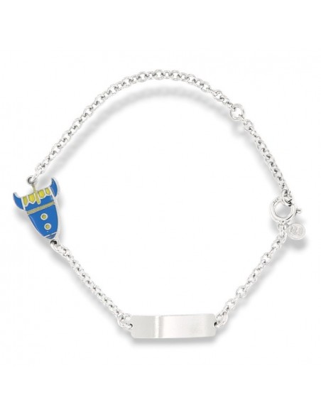 Bracciale Argento Rodiato Neonato Razzo Piastra [467ce428]