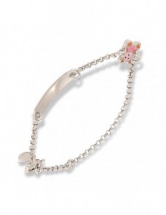 Bracciale Argento Rodiato Neonato Orsetto Piastra Centrale [52ff82b1]