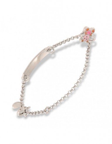 Bracciale Argento Rodiato Neonato Orsetto Piastra Centrale [52ff82b1]