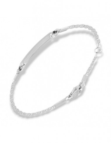 Bracciale Oro Bianco Neonato Maglia Marina Piastra Centrale [7b6e7ed9]