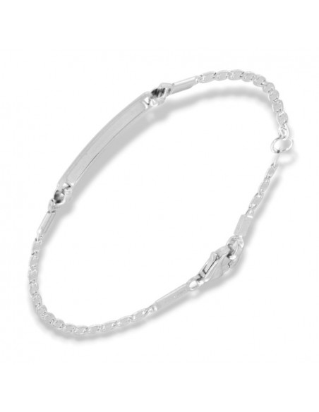 Bracciale Oro Bianco Neonato Maglia Marina Piastra Centrale [7b6e7ed9]