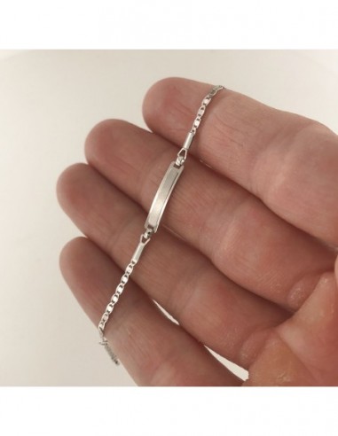 Bracciale Oro Bianco Neonato Maglia Marina Piastra Centrale [af17e3f7]