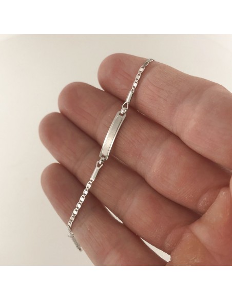 Bracciale Oro Bianco Neonato Maglia Marina Piastra Centrale [af17e3f7]