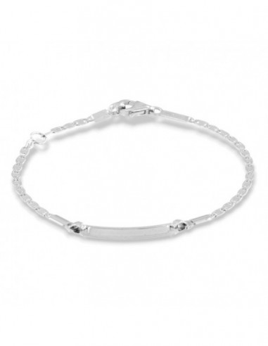 Bracciale Oro Bianco Neonato Maglia Marina Piastra Centrale [1d5a65ed]