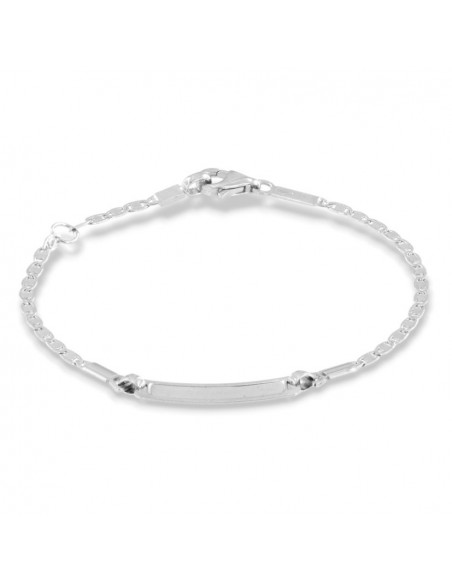 Bracciale Oro Bianco Neonato Maglia Marina Piastra Centrale [1d5a65ed]