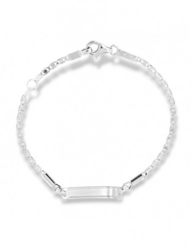 Bracciale Oro Bianco Neonato Maglia Marina Piastra Centrale [aa47a4e9]