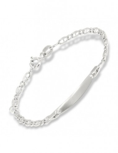 Bracciale Oro Bianco Neonato Maglia Marina Piastra Centrale [0bde0450]