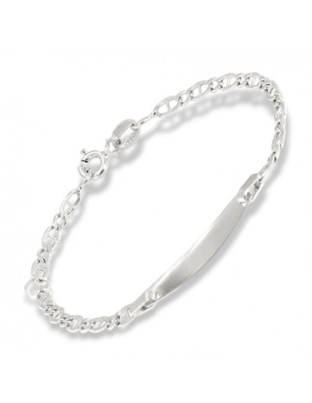 Bracciale Oro Bianco Neonato Maglia Marina Piastra Centrale [0bde0450]