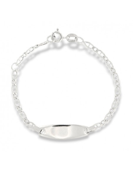 Bracciale Oro Bianco Neonato Maglia Marina Piastra Centrale [3acbf648]
