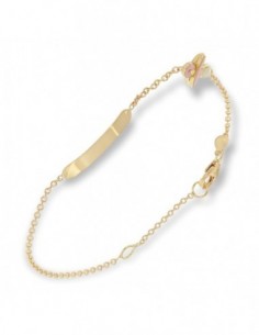 Bracciale Oro Giallo Neonato Ciuccio Rosa Piastra Centrale [4c6fe53a]