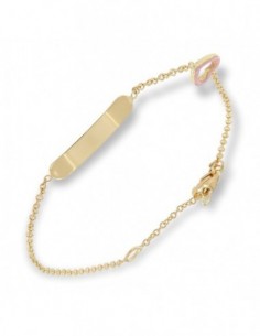 Bracciale Oro Giallo Neonato Cuore Rosa Piastra Centrale [fb72243e]
