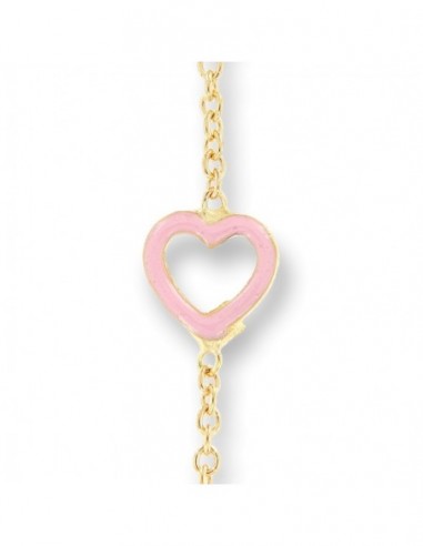 Bracciale Oro Giallo Neonato Cuore Rosa Piastra Centrale [f696d868]