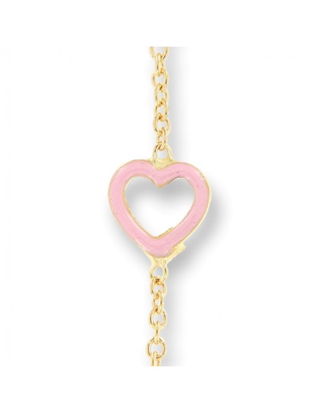 Bracciale Oro Giallo Neonato Cuore Rosa Piastra Centrale [f696d868]