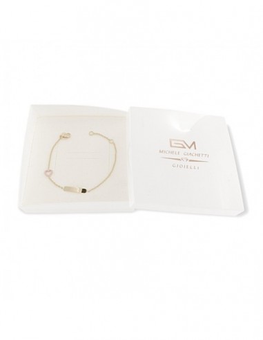 Bracciale Oro Giallo Neonato Cuore Rosa Piastra Centrale [44db5e72]