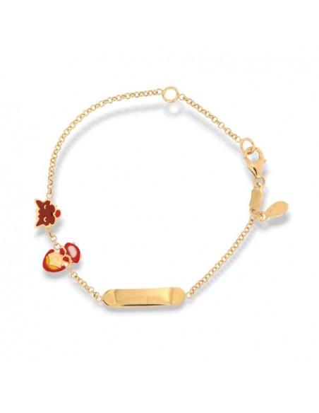 Bracciale Oro Giallo Neonato Cappuccetto Rosso Piastra Centrale [9bf8851e]