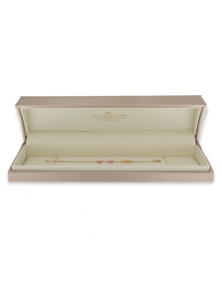 Bracciale Oro Giallo Neonato Delfini Rosa Piastra Centrale [b9a24f1f]