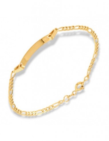 Bracciale Oro Giallo Neonato Grumetta 3+1 Piastra [ca6a451a]