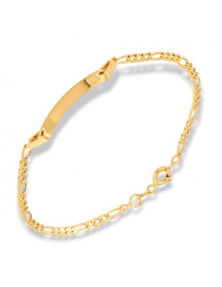 Bracciale Oro Giallo Neonato Grumetta 3+1 Piastra [ca6a451a]
