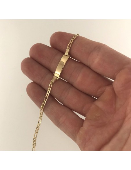 Bracciale Oro Giallo Neonato Grumetta 3+1 Piastra [595a0abd]
