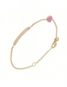 Bracciale Oro Giallo Neonato Cuore Rosa Piastra [223a258d]