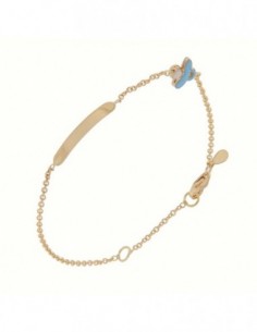 Bracciale Oro Giallo Neonato Ciuccio Celeste Piastra Centrale [9527e489]