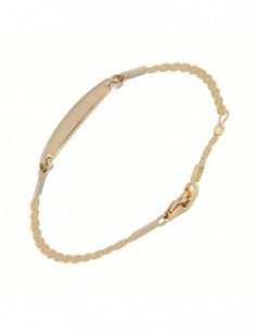 Bracciale Oro Giallo Neonato Piastra Centrale Maglia Marina Schiacciata [9ad72dab]