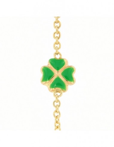 Bracciale Oro Giallo Neonato Quadrifoglio Piastra Centrale [806948eb]