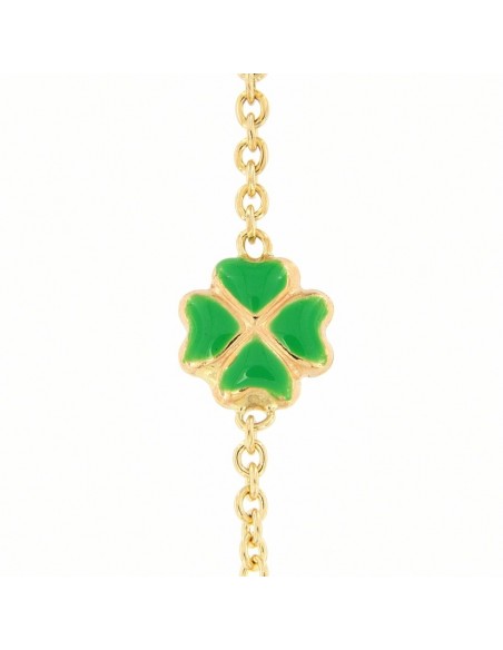 Bracciale Oro Giallo Neonato Quadrifoglio Piastra Centrale [806948eb]