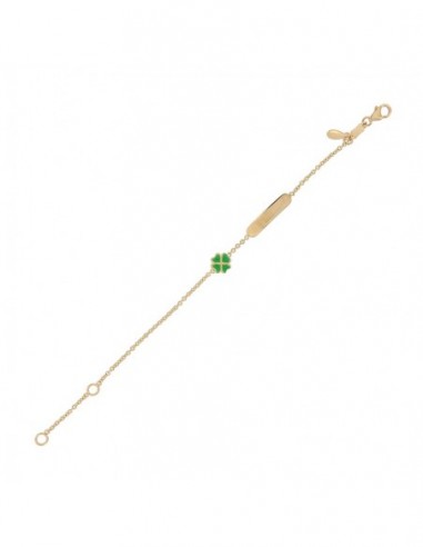 Bracciale Oro Giallo Neonato Quadrifoglio Piastra Centrale [377489ef]