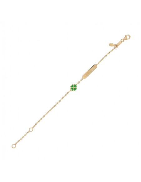 Bracciale Oro Giallo Neonato Quadrifoglio Piastra Centrale [377489ef]