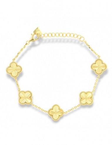 Bracciale Argento Dorato Quadrifoglio Sfaccettato [05d4a0c3]