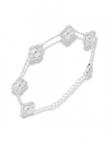 Bracciale Argento Rodiato Quadrifoglio Sfaccettato [375a2cb3]