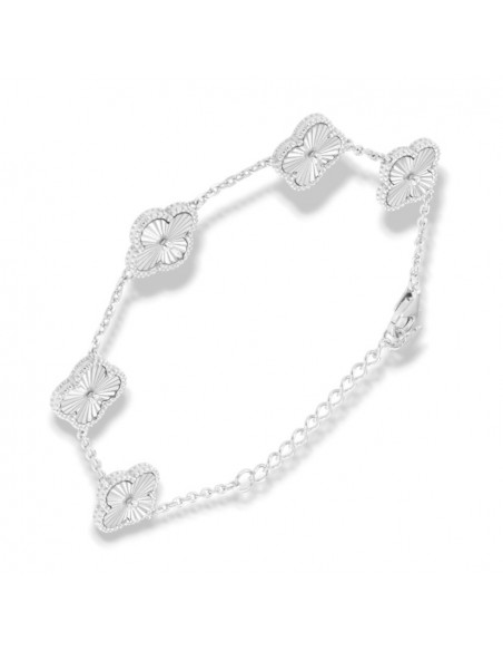 Bracciale Argento Rodiato Quadrifoglio Sfaccettato [375a2cb3]