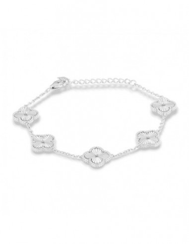 Bracciale Argento Rodiato Quadrifoglio Sfaccettato [434d63e3]