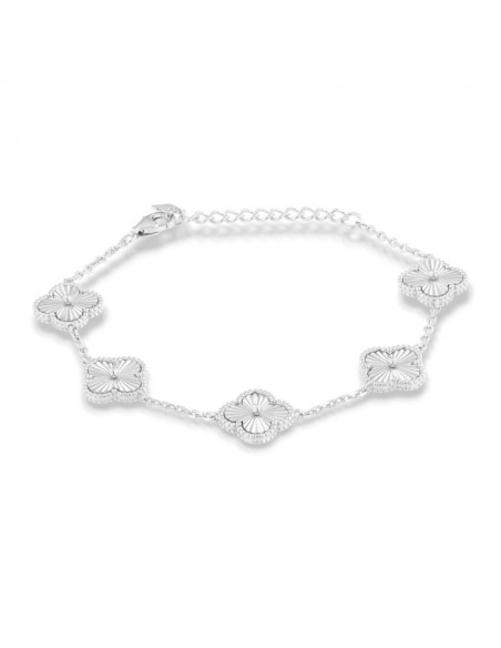 Bracciale Argento Rodiato Quadrifoglio Sfaccettato [434d63e3]