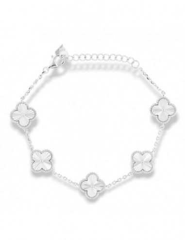 Bracciale Argento Rodiato Quadrifoglio Sfaccettato [f450a2e7]