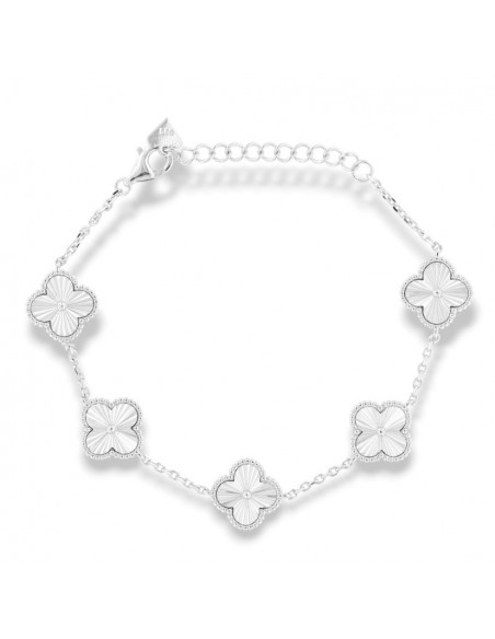 Bracciale Argento Rodiato Quadrifoglio Sfaccettato [f450a2e7]