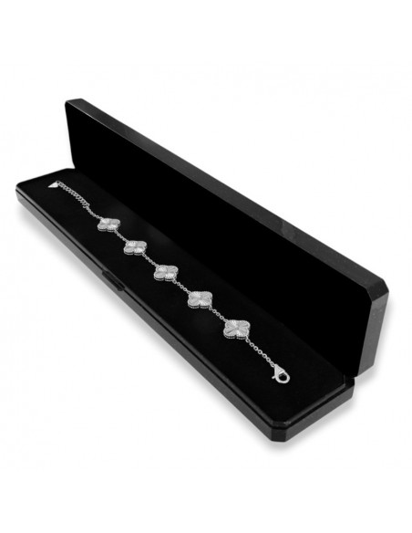 Bracciale Argento Rodiato Quadrifoglio Sfaccettato [2d76e1ea]