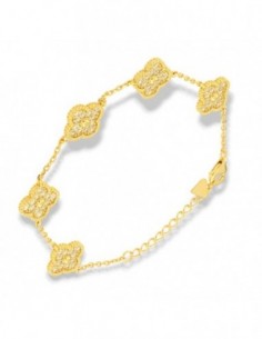 Bracciale Argento Dorato Quadrifoglio Zirconi Bianchi [b5139a88]